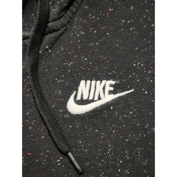 Rare Y2K Nike Speckled Hoodie Full‎ Zip Jacket Womens Medium Black - Picture 3 of 16